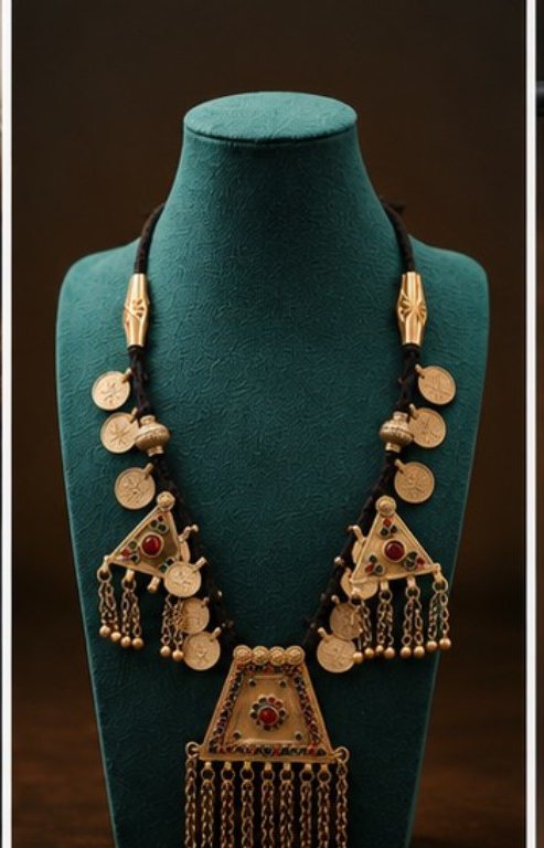 Afghan Tribal Coin Necklace: Vintage Boho Pendant
